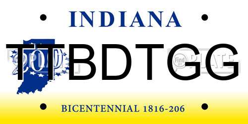 TTBDTGG Indiana License Plate