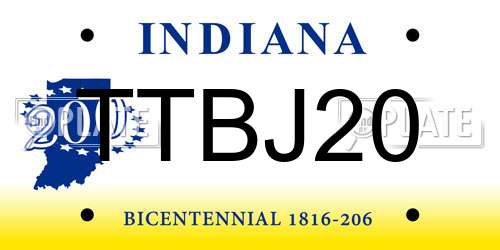 TTBJ20 Indiana License Plate