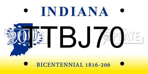 TTBJ70 Indiana License Plate