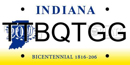 TTBQTGG Indiana License Plate