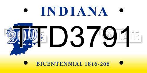 TTD3791 Indiana License Plate