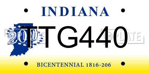 TTG440 Indiana License Plate
