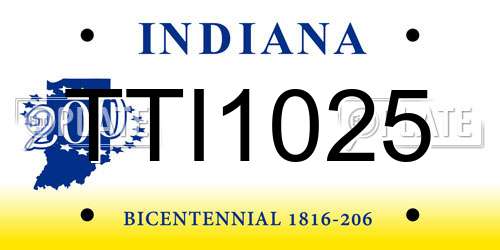 TTI1025 Indiana License Plate