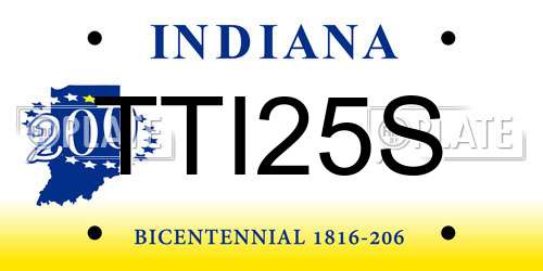 TTI25S Indiana License Plate
