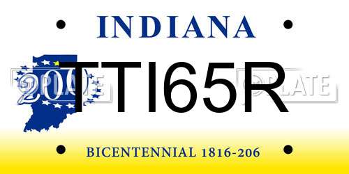 TTI65R Indiana License Plate