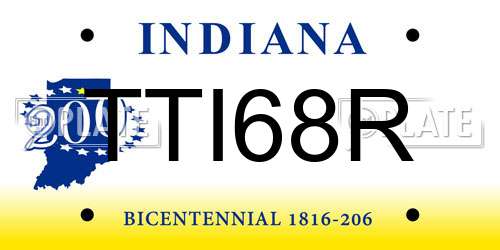 TTI68R Indiana License Plate