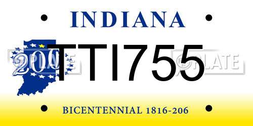 TTI755 Indiana License Plate
