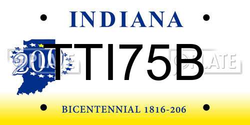 TTI75B Indiana License Plate