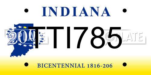 TTI785 Indiana License Plate