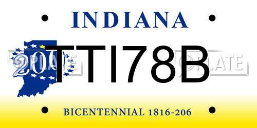TTI78B Indiana License Plate
