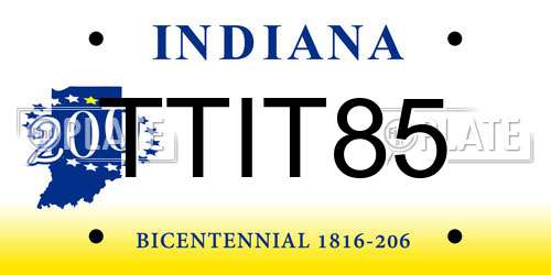 TTIT85 Indiana License Plate