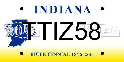 TTIZ58 Indiana License Plate