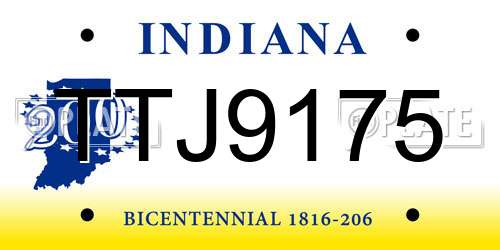 TTJ9175 Indiana License Plate