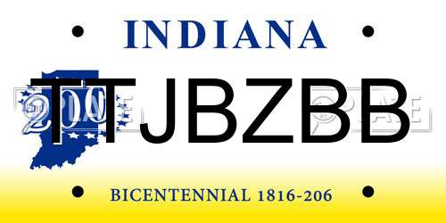 TTJBZBB Indiana License Plate