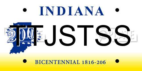 TTJSTSS Indiana License Plate