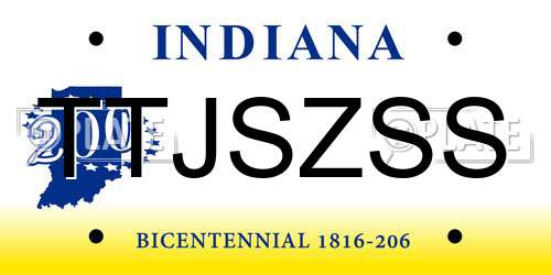 TTJSZSS Indiana License Plate