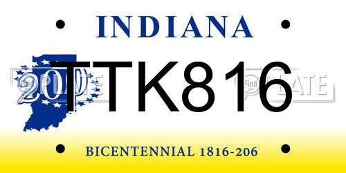 TTK816 Indiana License Plate