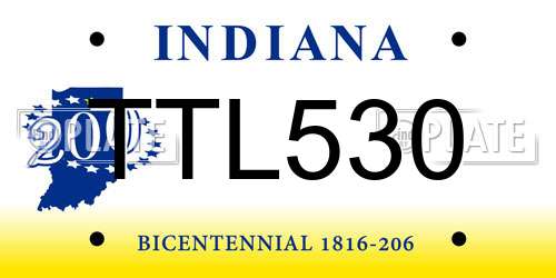 TTL530 Indiana License Plate