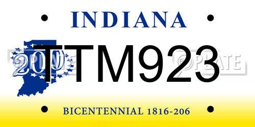 TTM923 Indiana License Plate