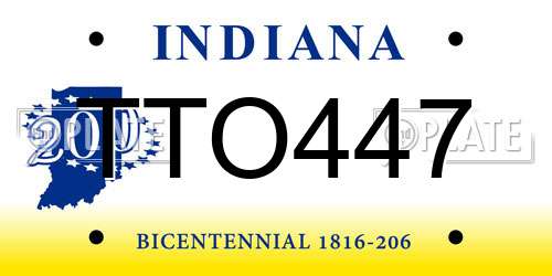 TTO447 Indiana License Plate
