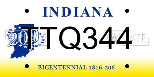TTQ344 Indiana License Plate