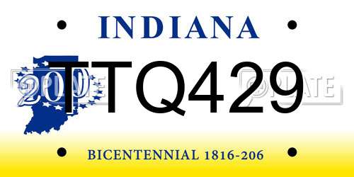 TTQ429 Indiana License Plate