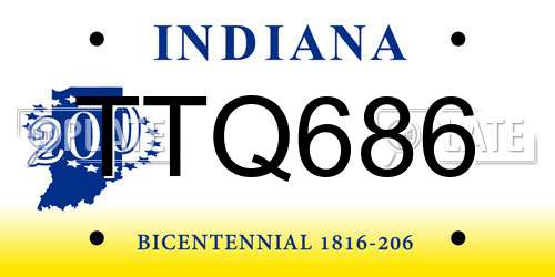 TTQ686 Indiana License Plate