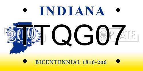 TTQG07 Indiana License Plate