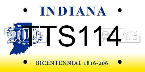 TTS114 Indiana License Plate
