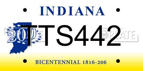 TTS442 Indiana License Plate