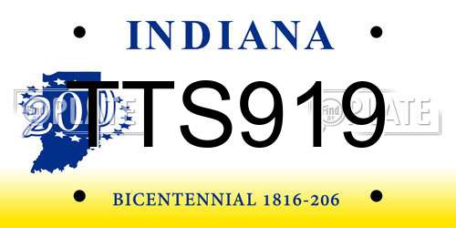 TTS919 Indiana License Plate