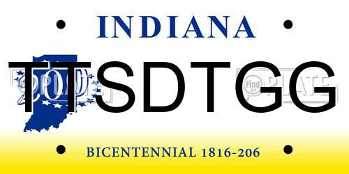 TTSDTGG Indiana License Plate