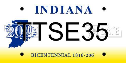 TTSE35 Indiana License Plate