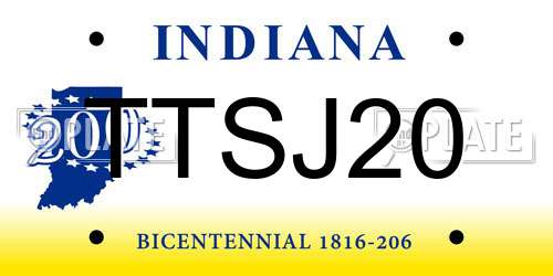 TTSJ20 Indiana License Plate