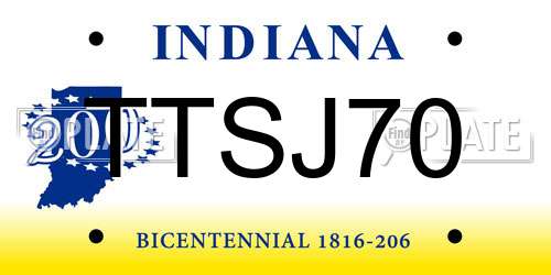 TTSJ70 Indiana License Plate