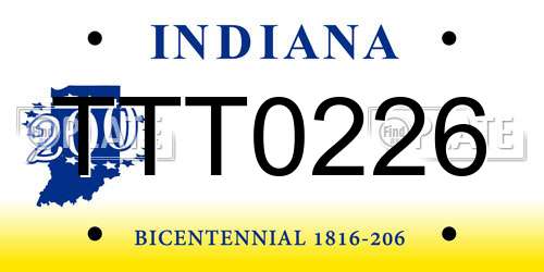 TTT0226 Indiana License Plate