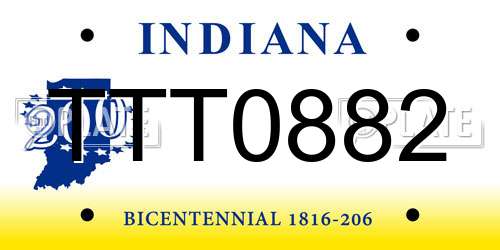 TTT0882 Indiana License Plate
