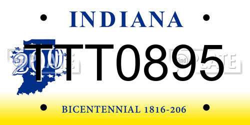 TTT0895 Indiana License Plate
