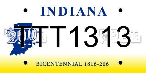 TTT1313 Indiana License Plate