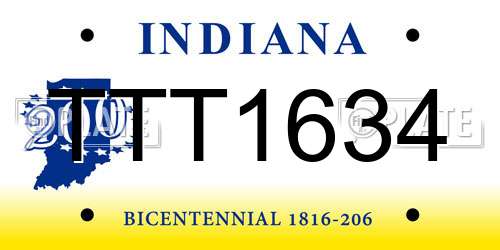 TTT1634 Indiana License Plate