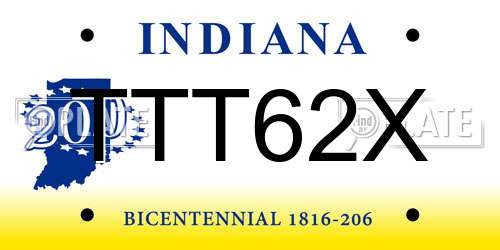 TTT62X Indiana License Plate