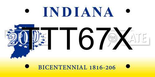 TTT67X Indiana License Plate
