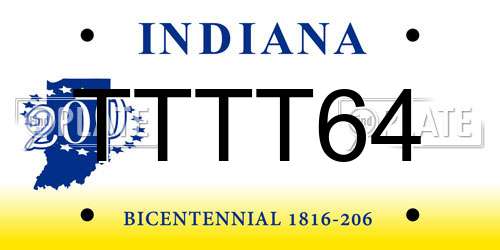 TTTT64 Indiana License Plate