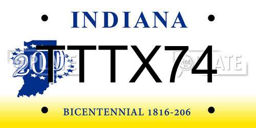 TTTX74 Indiana License Plate
