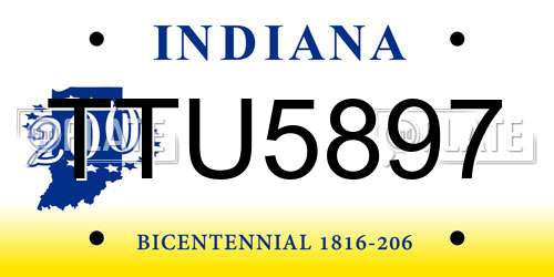 TTU5897 Indiana License Plate