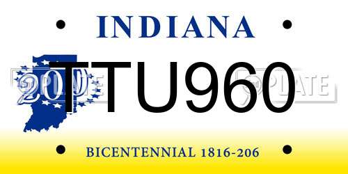 TTU960 Indiana License Plate