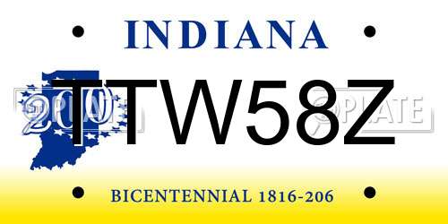 TTW58Z Indiana License Plate