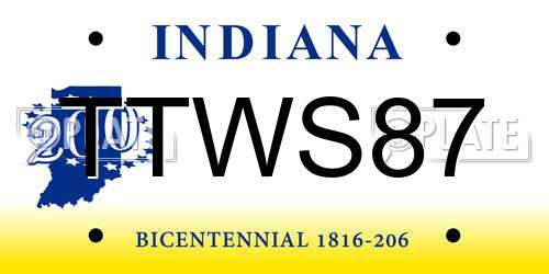 TTWS87 Indiana License Plate