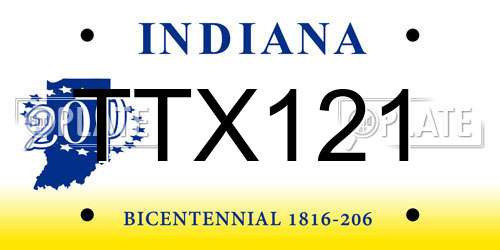 TTX121 Indiana License Plate