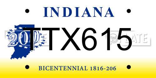 TTX615 Indiana License Plate
